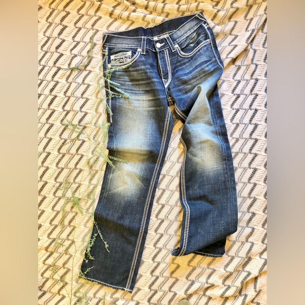 True Religion Men’s Straight Cut Dark Denim Jeans - Picture 2 of 9